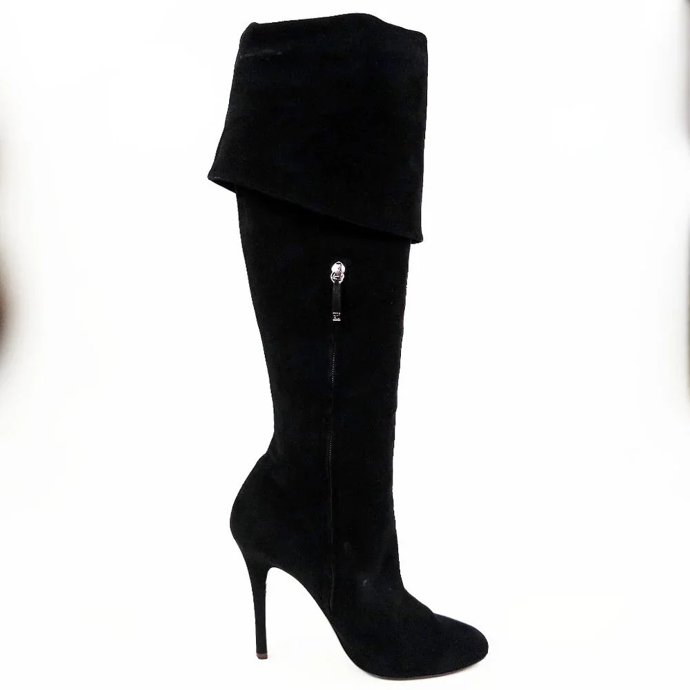 Ralph Lauren Collection Purple Label Tall Suede Heeled Boots - Picture 4 of 14